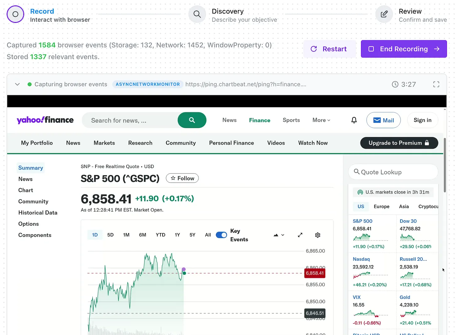Yahoo Finance S&P 500 quote